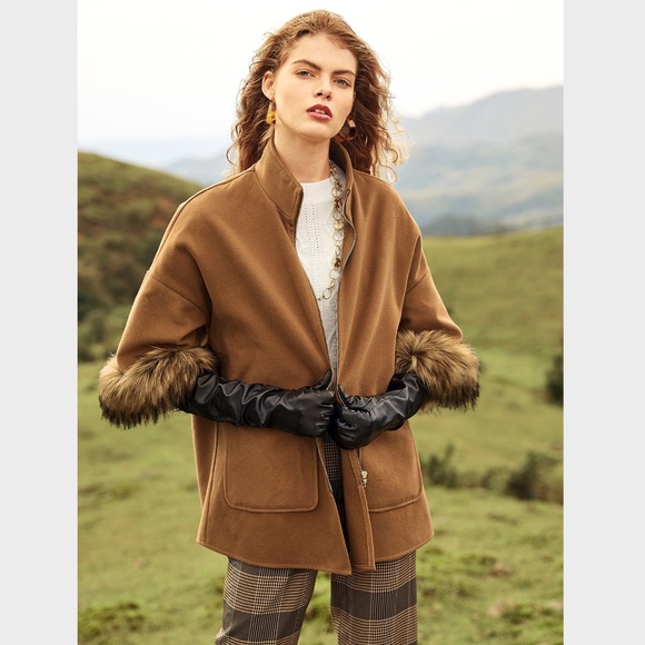 Rouge! Jackets & Blazers - Boho Faux Fur Camel Coat Jacket